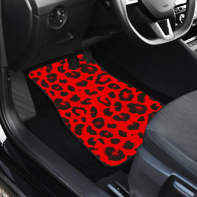 Leopard Red Skin Print Car Floor Mats