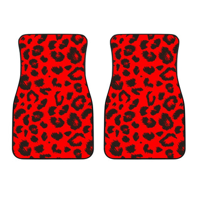 Leopard Red Skin Print Car Floor Mats