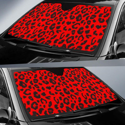 Leopard Red Skin Print Car Sun Shade For Windshield