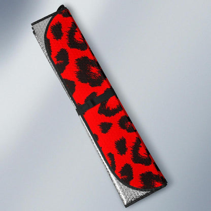Leopard Red Skin Print Car Sun Shade For Windshield