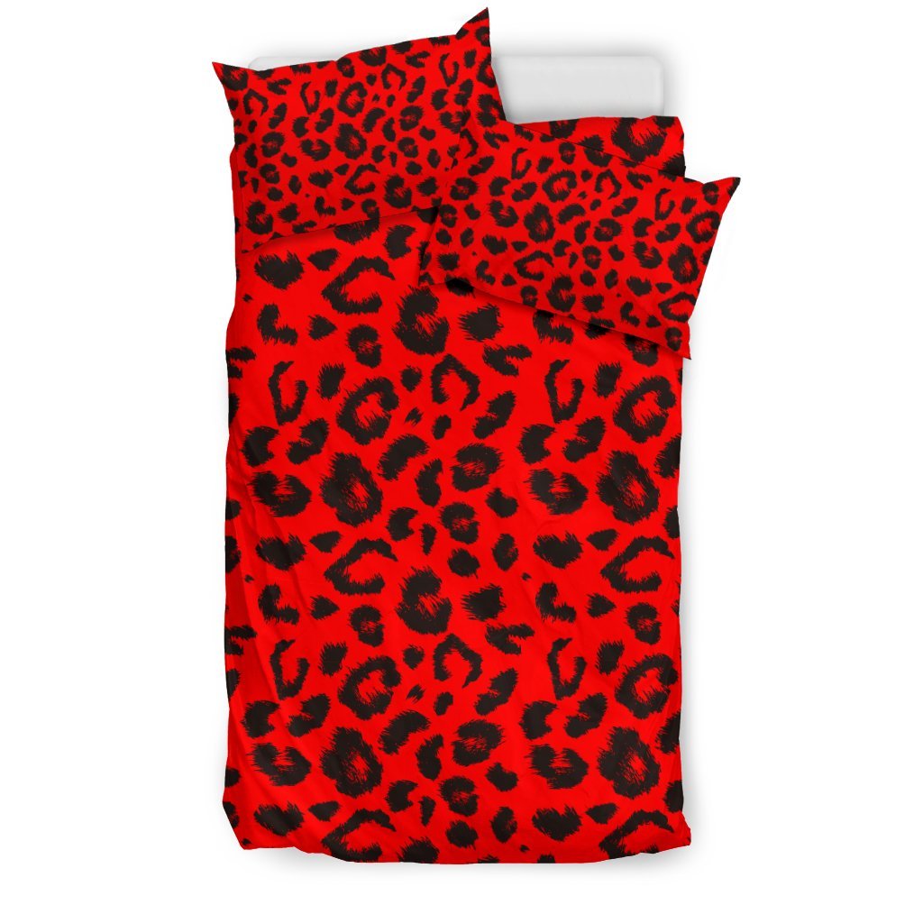 Leopard Red Skin Print Duvet Cover Bedding Set