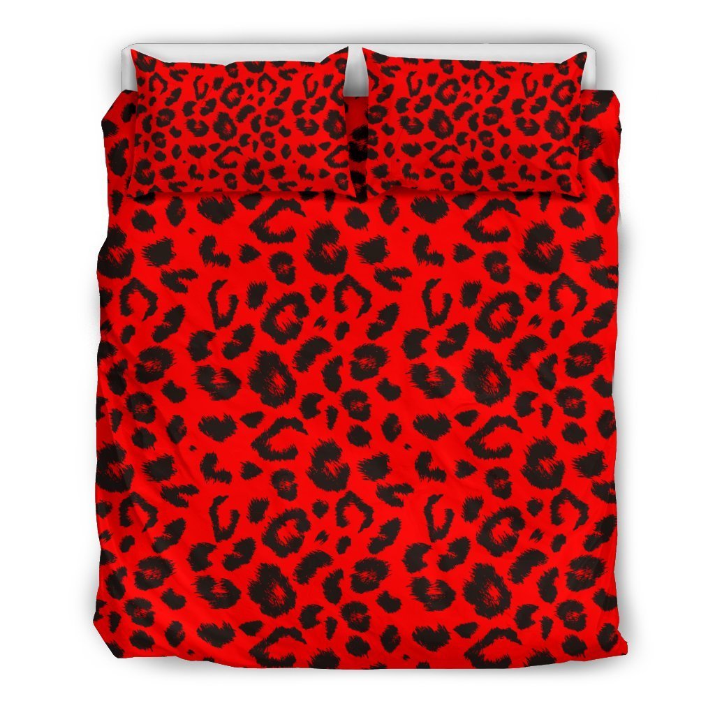 Leopard Red Skin Print Duvet Cover Bedding Set
