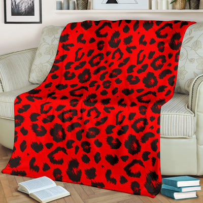 Leopard Red Skin Print Fleece Blanket