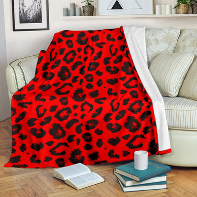 Leopard Red Skin Print Fleece Blanket