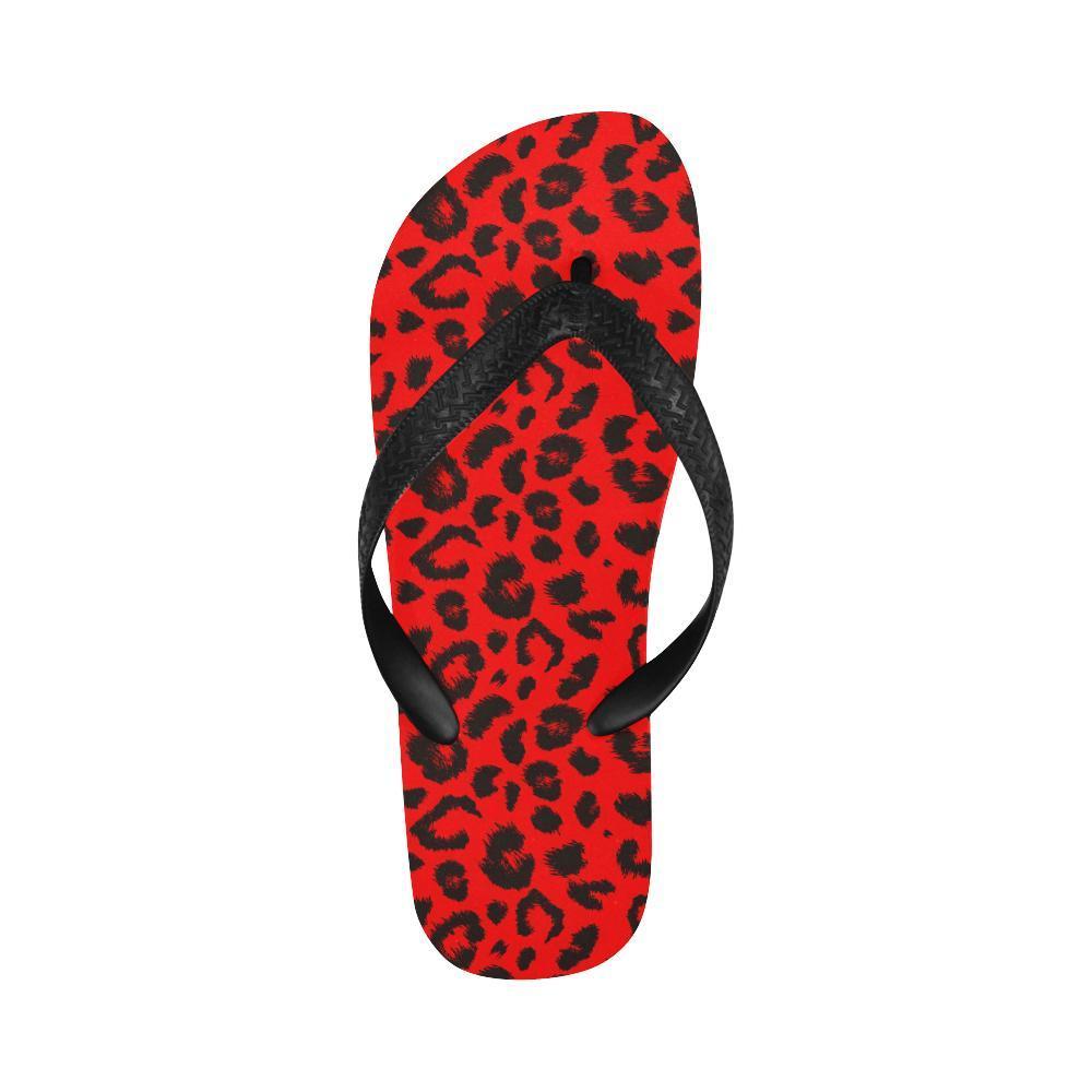 Leopard Red Skin Print Flip Flops-JTAMIGO.COM