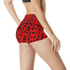 Leopard Red Skin Print High Waisted Spandex Shorts-JTAMIGO.COM