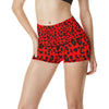 Leopard Red Skin Print High Waisted Spandex Shorts-JTAMIGO.COM