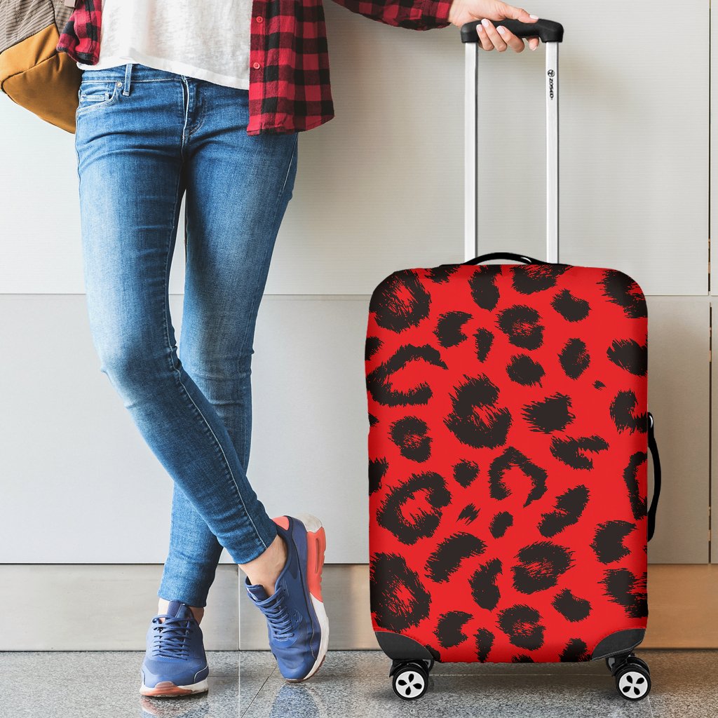 Leopard Red Skin Print Luggage Cover Protector
