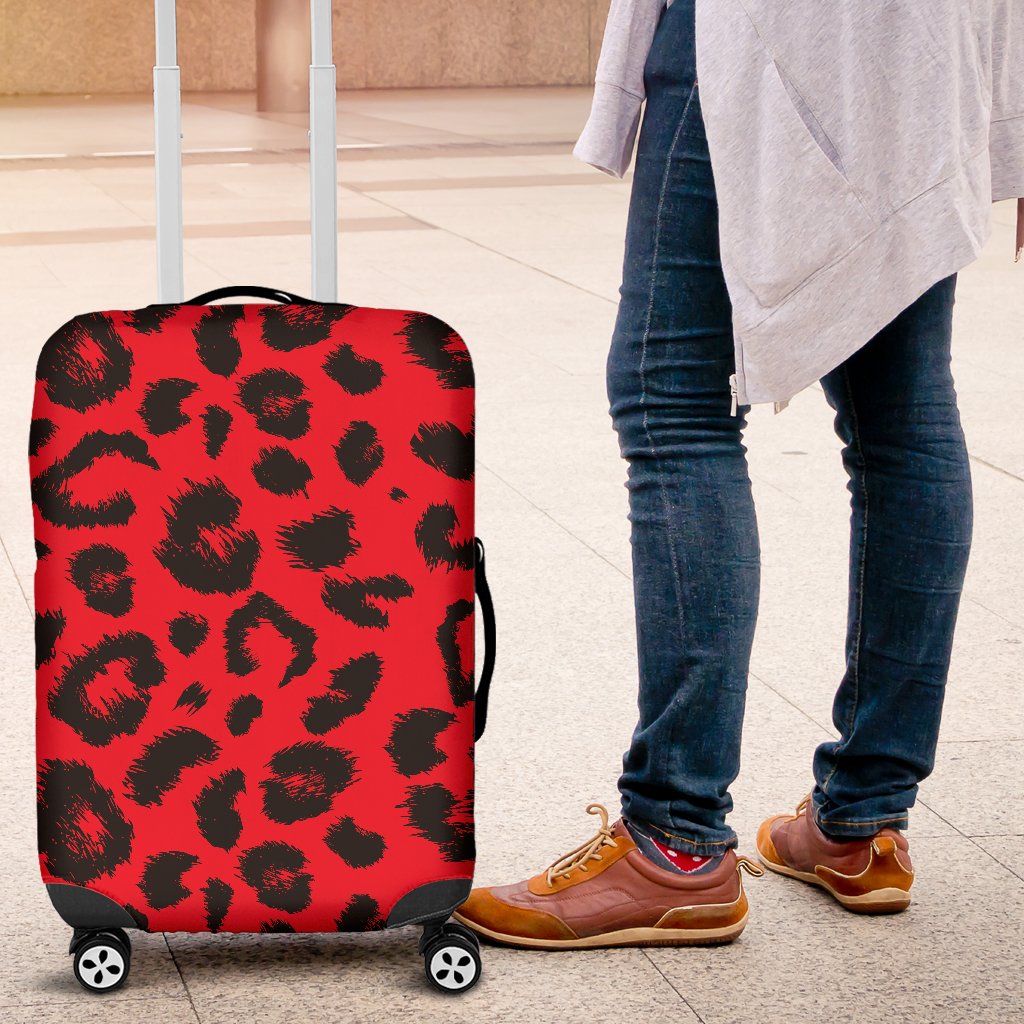 Leopard Red Skin Print Luggage Cover Protector