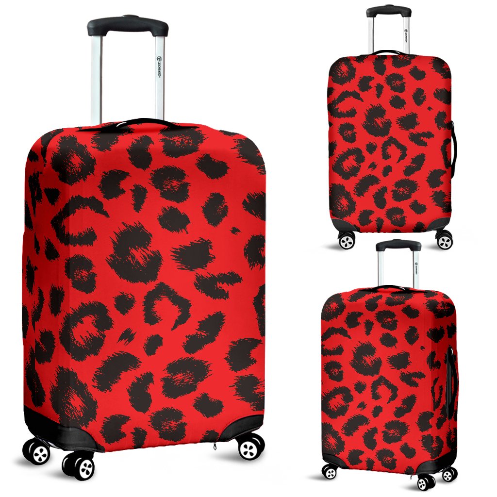 Leopard Red Skin Print Luggage Cover Protector