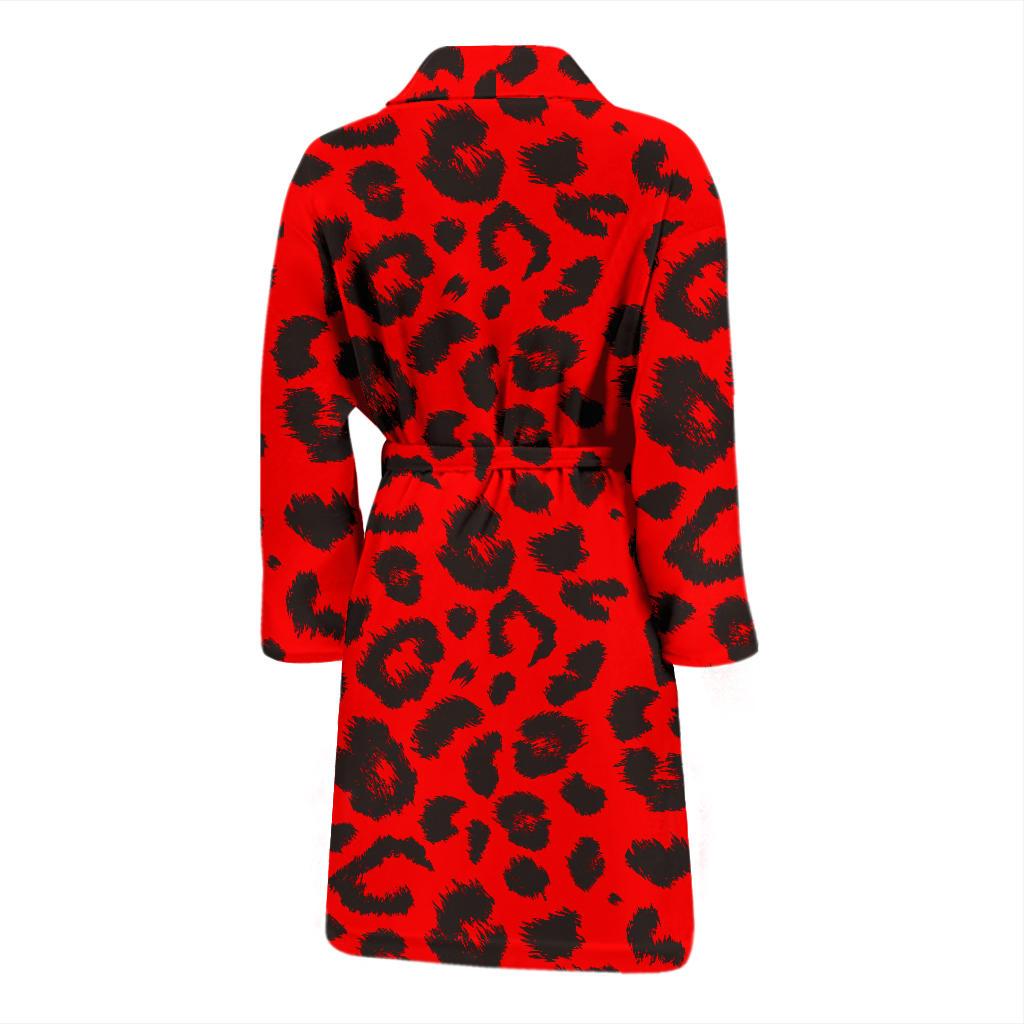Leopard Red Skin Print Men Bath Robe-JTAMIGO.COM