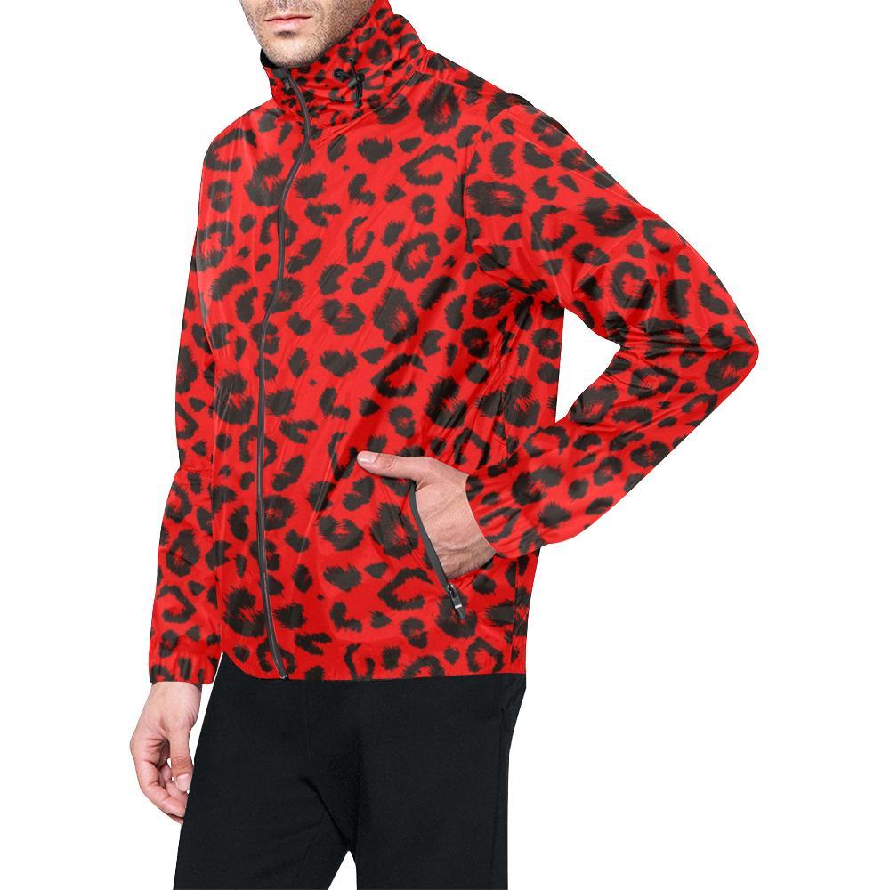 Leopard Red Skin Print Men Windbreaker Jacket-JTAMIGO.COM