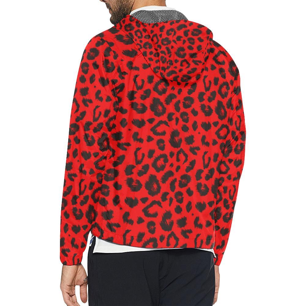 Leopard Red Skin Print Men Windbreaker Jacket-JTAMIGO.COM