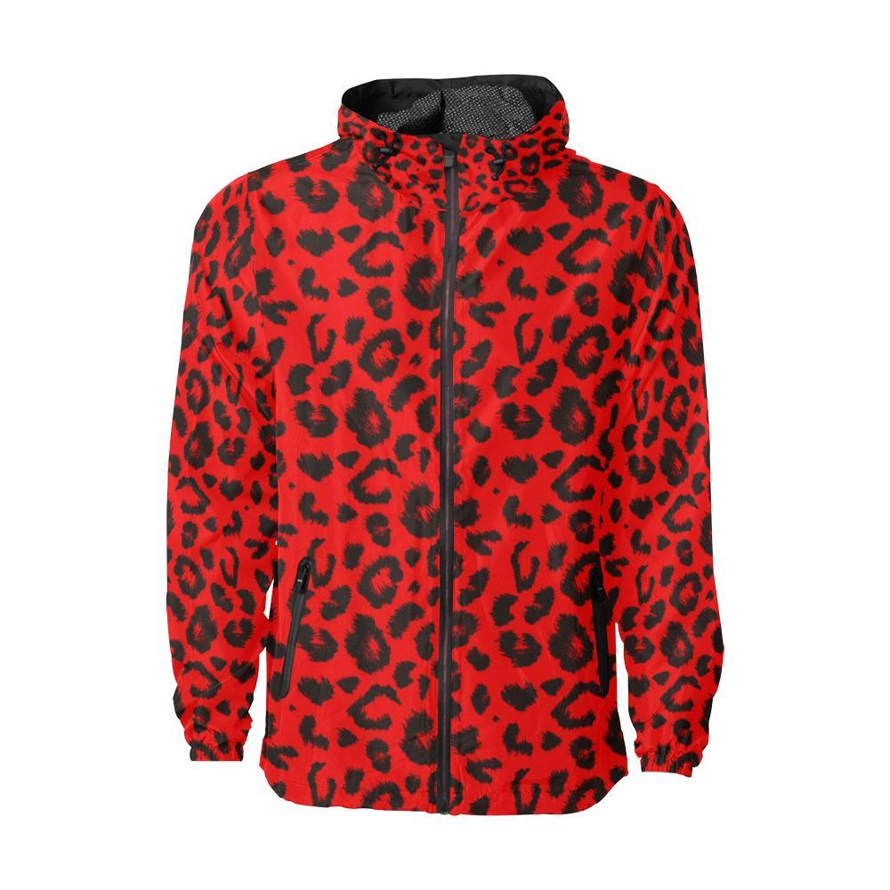 Leopard Red Skin Print Men Windbreaker Jacket-JTAMIGO.COM