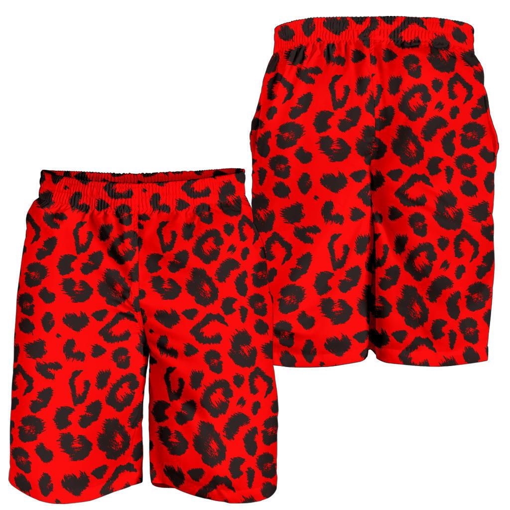 Leopard Red Skin Print Mens Shorts-JTAMIGO.COM