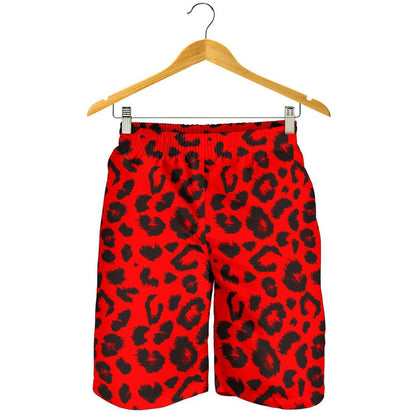 Leopard Red Skin Print Mens Shorts-JTAMIGO.COM