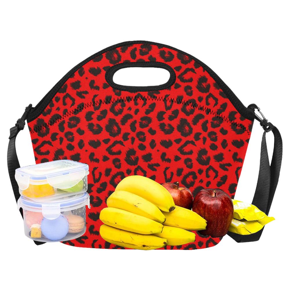 Leopard Red Skin Print Neoprene Lunch Bag (Model 1669)(Large)-JTAMIGO.COM