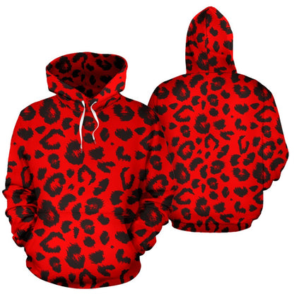 Leopard Red Skin Print Pullover Hoodie
