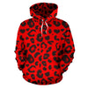 Leopard Red Skin Print Pullover Hoodie