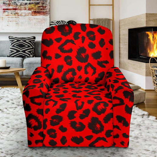 Leopard Red Skin Print Single Sofa Slipcover -JTAMIGO.COM