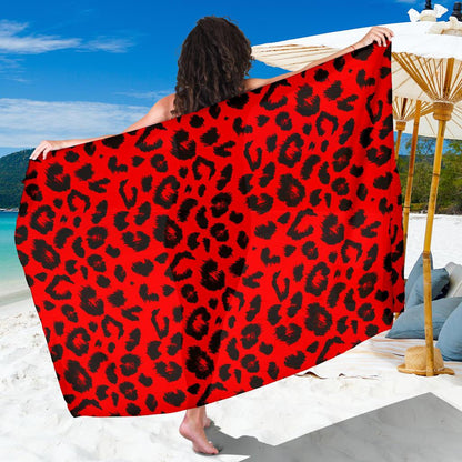 Leopard Red Skin Print Sarong Pareo Wrap