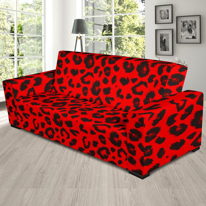 Leopard Red Skin Print Sofa Slipcover-JTAMIGO.COM