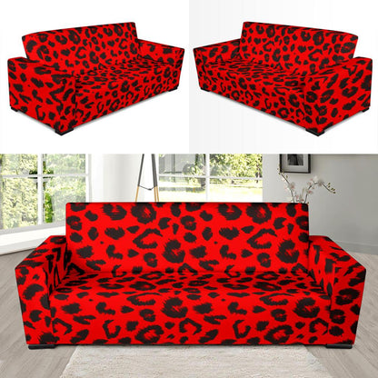 Leopard Red Skin Print Sofa Slipcover-JTAMIGO.COM