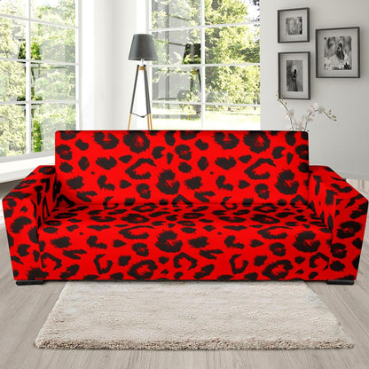 Leopard Red Skin Print Sofa Slipcover-JTAMIGO.COM