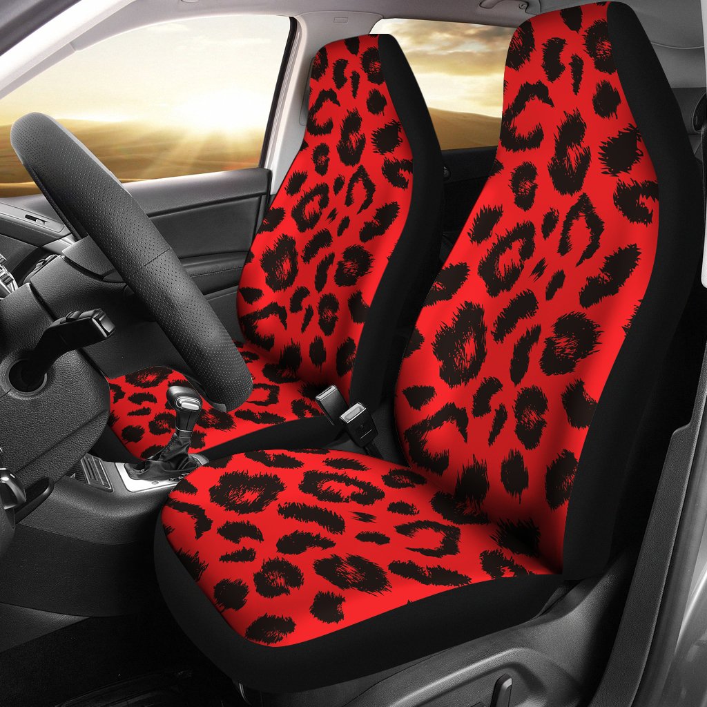 Leopard Red Skin Print Universal Fit Car Seat Covers
