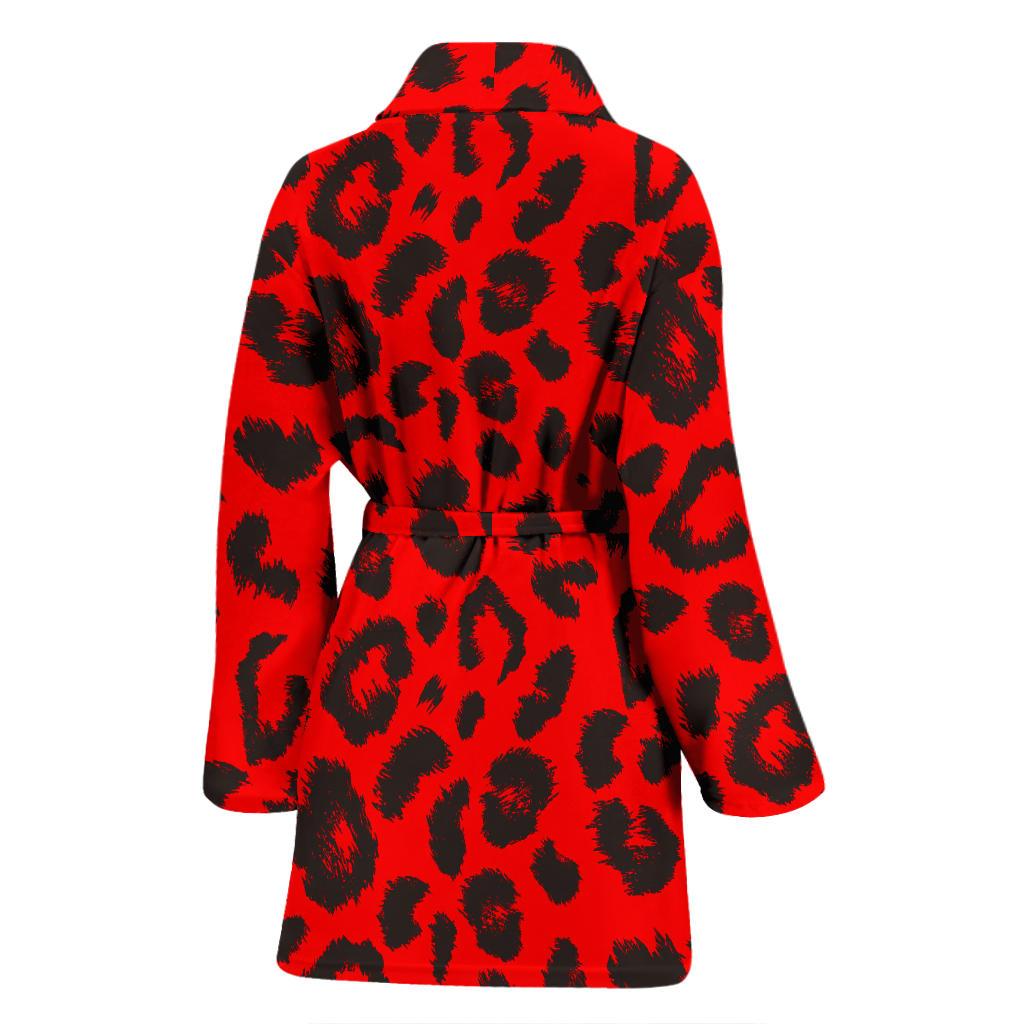 Leopard Red Skin Print Women Bath Robe-JTAMIGO.COM
