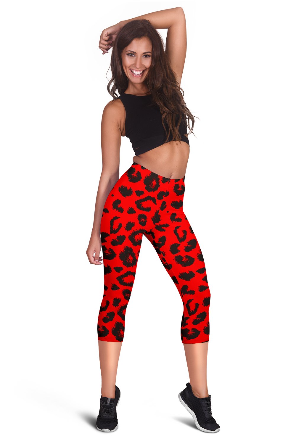 Leopard Red Skin Print Women Capris