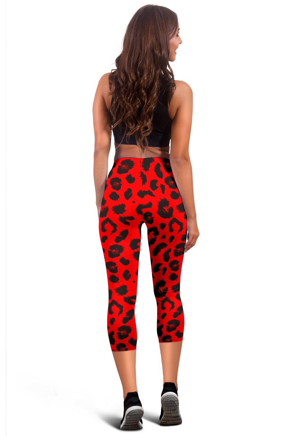 Leopard Red Skin Print Women Capris