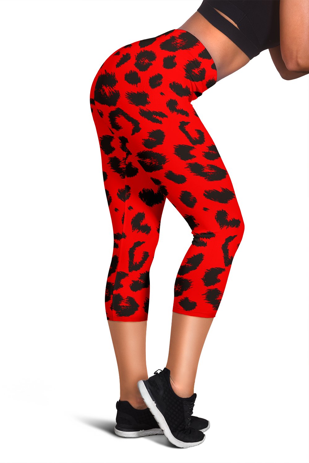 Leopard Red Skin Print Women Capris