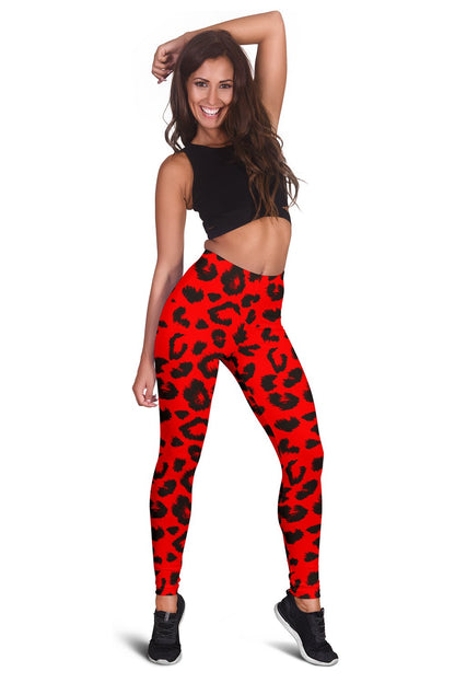Leopard Red Skin Print Women Leggings