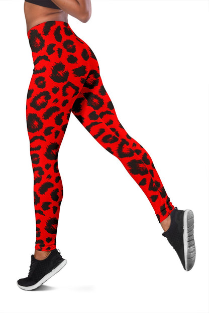Leopard Red Skin Print Women Leggings