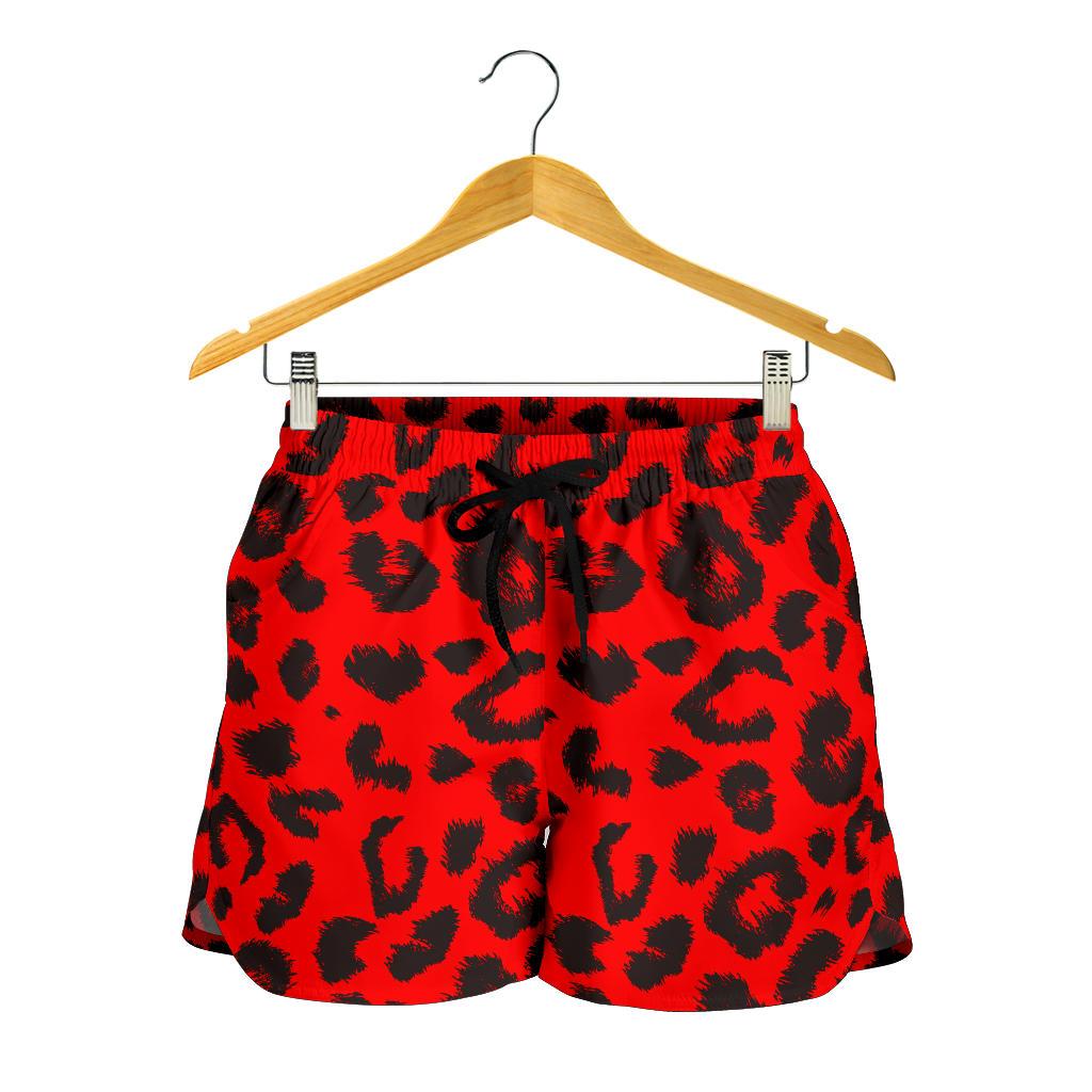 Leopard Red Skin Print Women Shorts-JTAMIGO.COM
