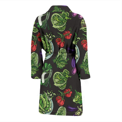 Lettuce Pattern Print Design 01 Men Bathrobe-JORJUNE.COM