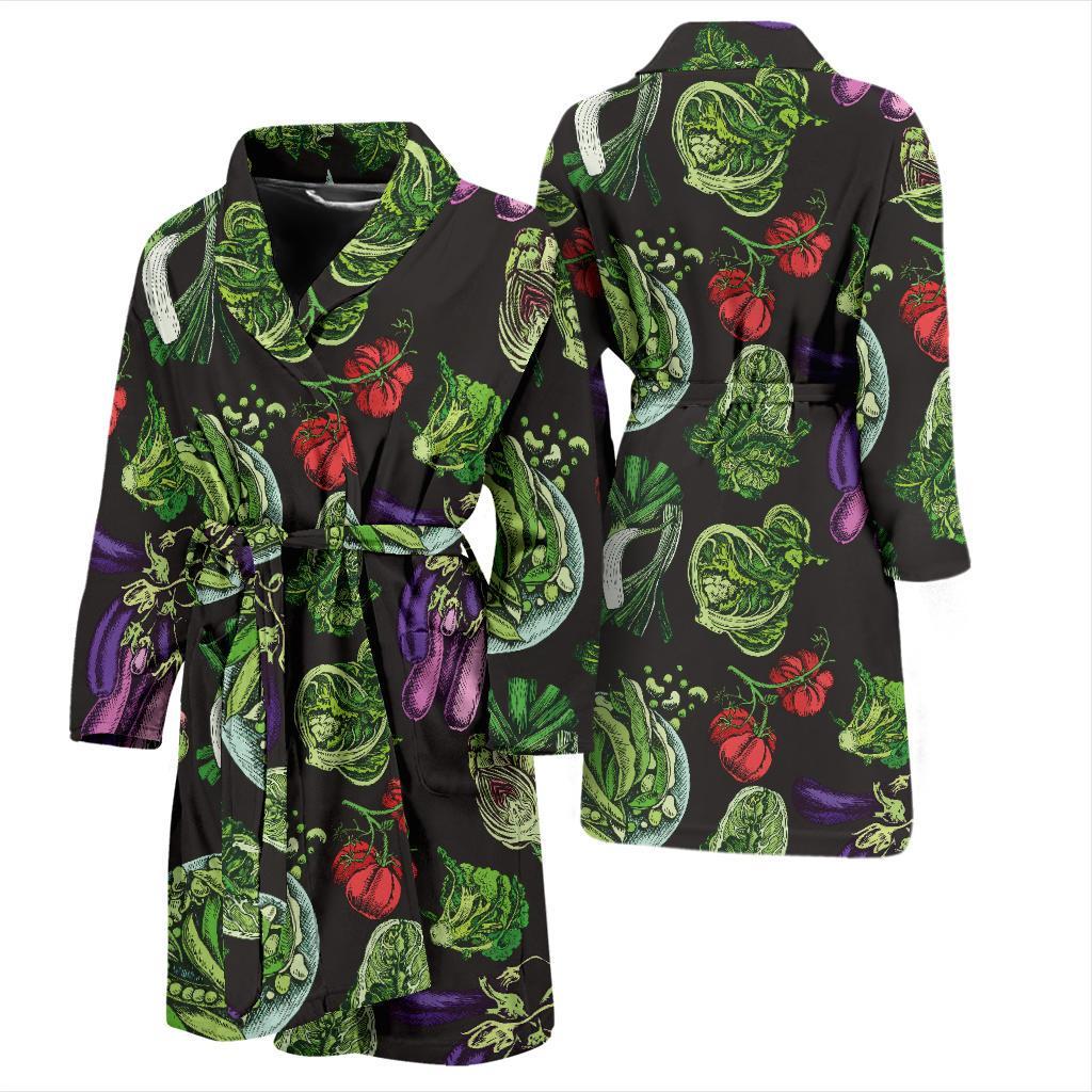 Lettuce Pattern Print Design 01 Men Bathrobe-JORJUNE.COM