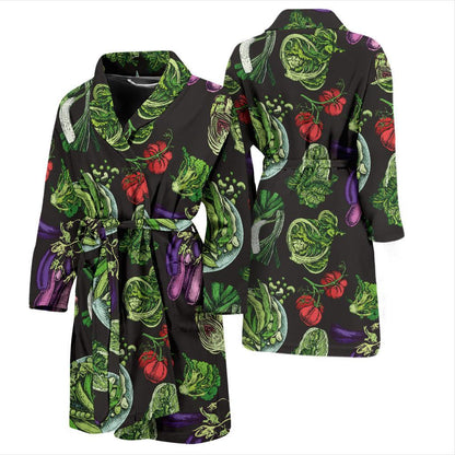 Lettuce Pattern Print Design 01 Men Bathrobe-JORJUNE.COM