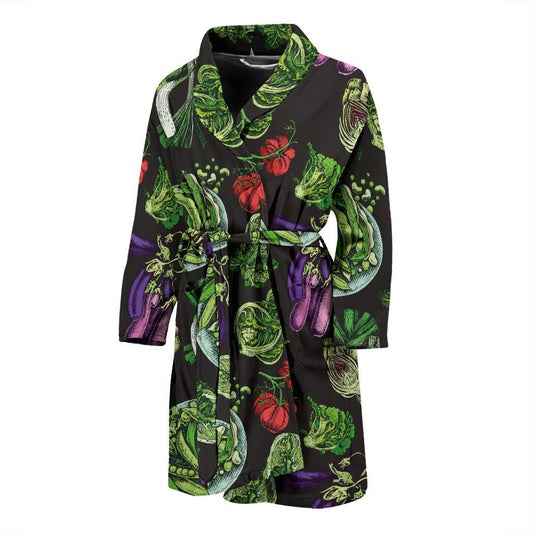 Lettuce Pattern Print Design 01 Men Bathrobe-JORJUNE.COM