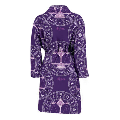 Libra Pattern Print Design 03 Men Bathrobe-JORJUNE.COM