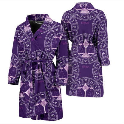 Libra Pattern Print Design 03 Men Bathrobe-JORJUNE.COM