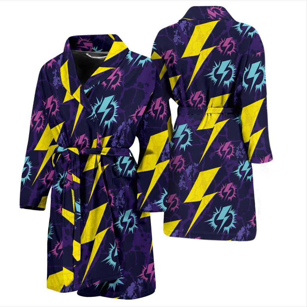 Lightning Thunder Pattern Print Design 01 Men Bathrobe-JORJUNE.COM