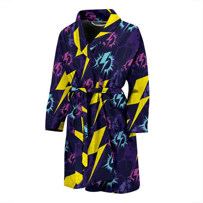 Lightning Thunder Pattern Print Design 01 Men Bathrobe-JORJUNE.COM