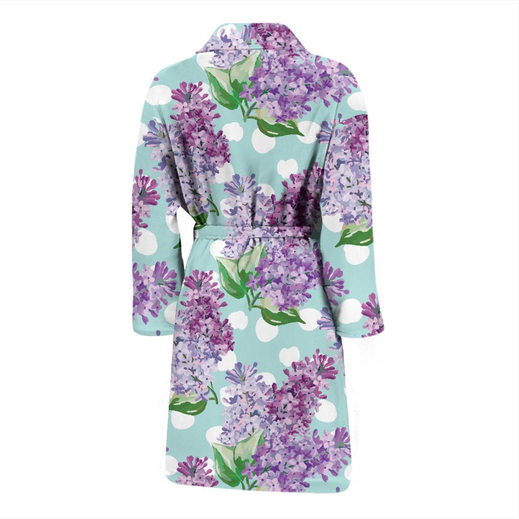 Lilac Pattern Print Design 02 Men Bathrobe-JORJUNE.COM