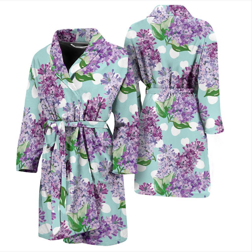 Lilac Pattern Print Design 02 Men Bathrobe-JORJUNE.COM