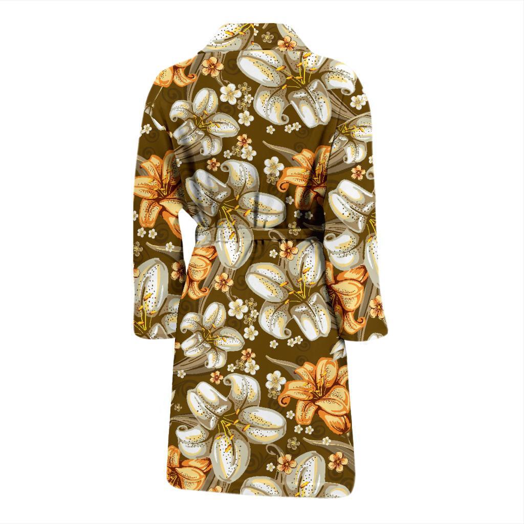 Lily Pattern Print Design 01 Men Bathrobe-JORJUNE.COM