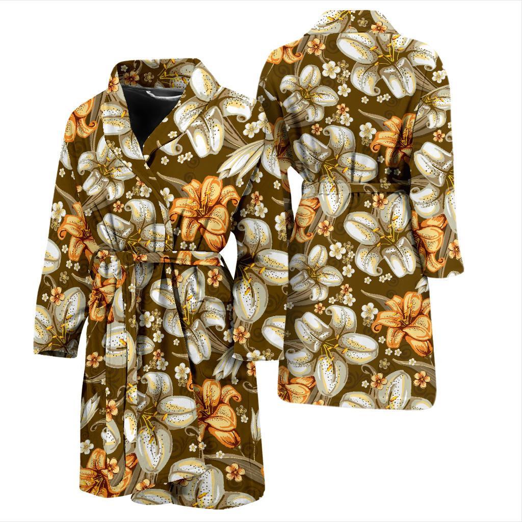 Lily Pattern Print Design 01 Men Bathrobe-JORJUNE.COM
