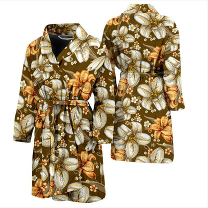 Lily Pattern Print Design 01 Men Bathrobe-JORJUNE.COM