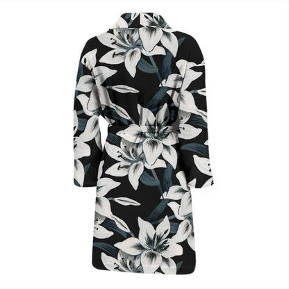 Lily Pattern Print Design 03 Men Bathrobe-JORJUNE.COM